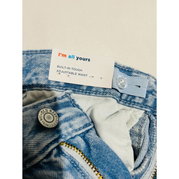 Old Navy baggy jeans cargo pocket wide leg high rise built tough women 12Jr New - Picture 3 of 6